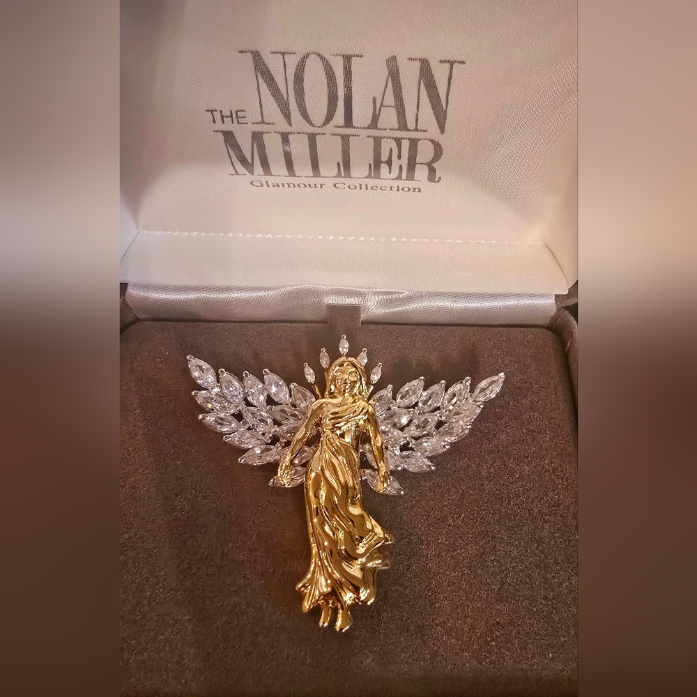 Rare Nolan Miller Crystal Angel Brooch